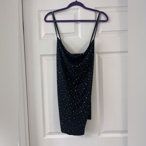 Black Sleeveless Top with sparkle and rhinestone straps